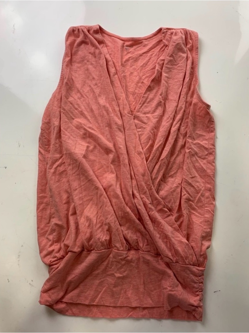 Garnet Hill Coral Wrap-Front Sleeveless Tank